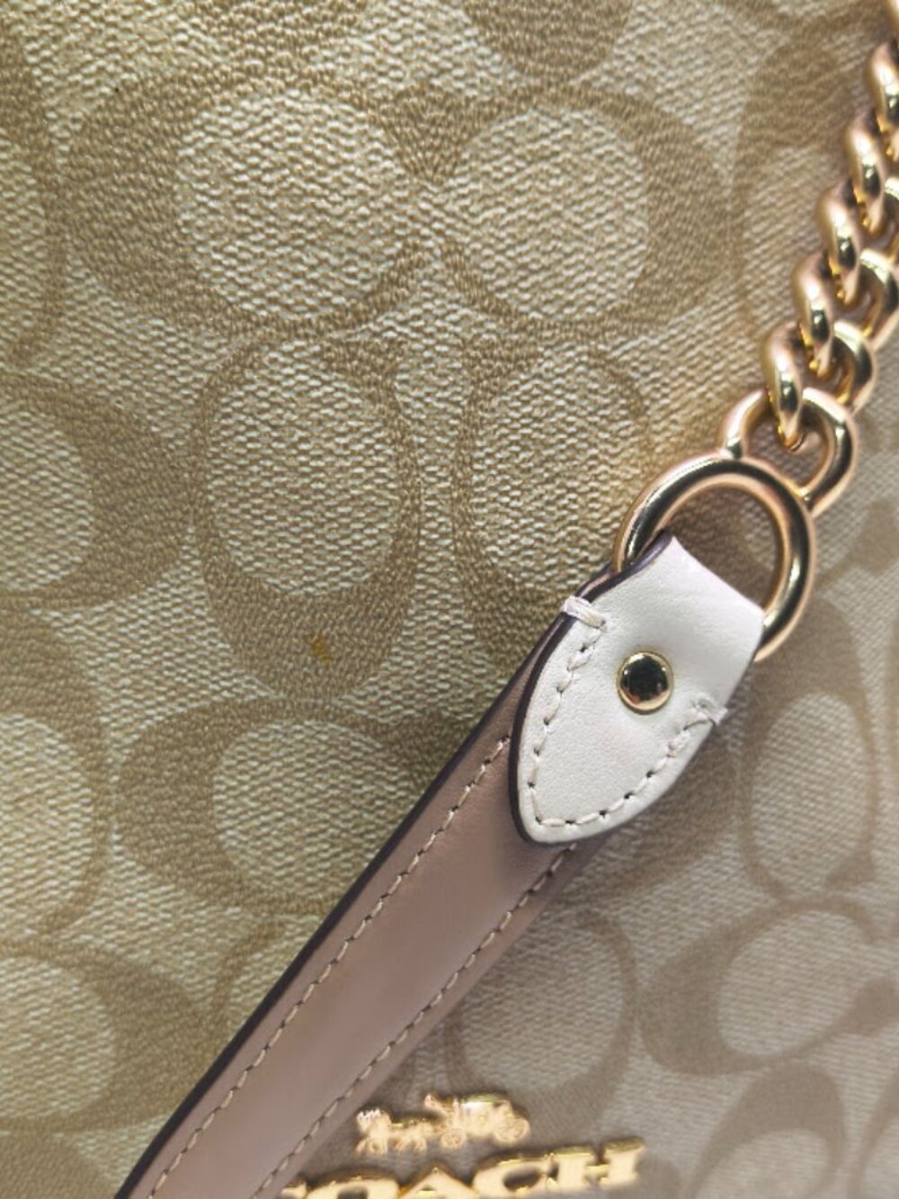 Coach C8152 Cammie Chain Bucket Bag In Signature Canvas Smooth Leather - Picture 10 of 15